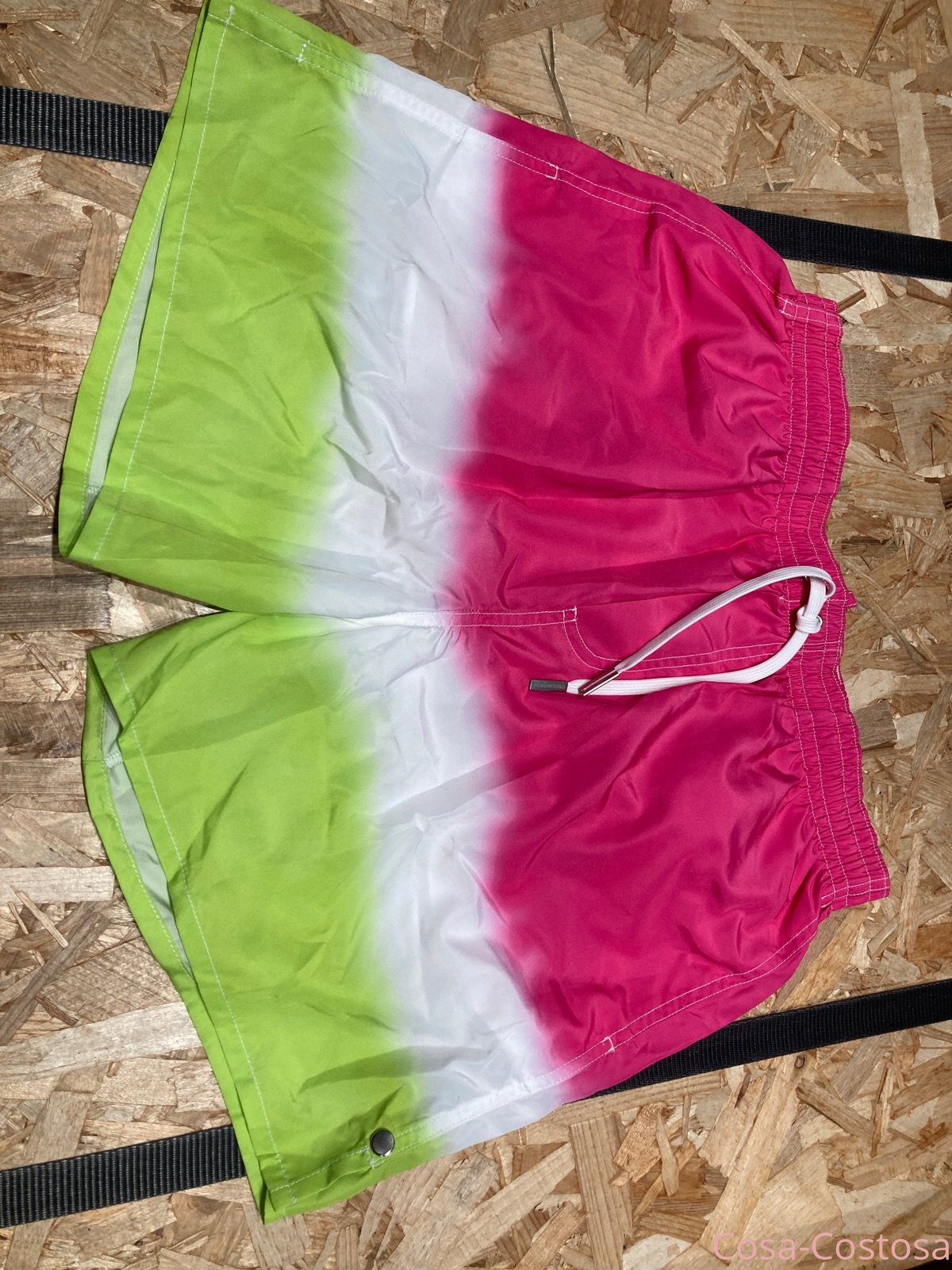 Пляжные шорты Дискваред2 розово-бело-зеленые