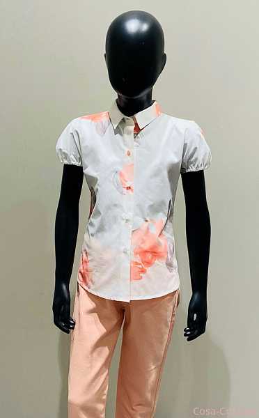 Итальянские бренды Рубашка Армани с цветком белая EA